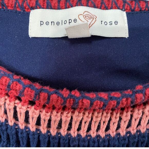 Vintage Y2K Penelope Rose Knit Striped Maxi Dress w/ Left Side Slit - Picture 7 of 12